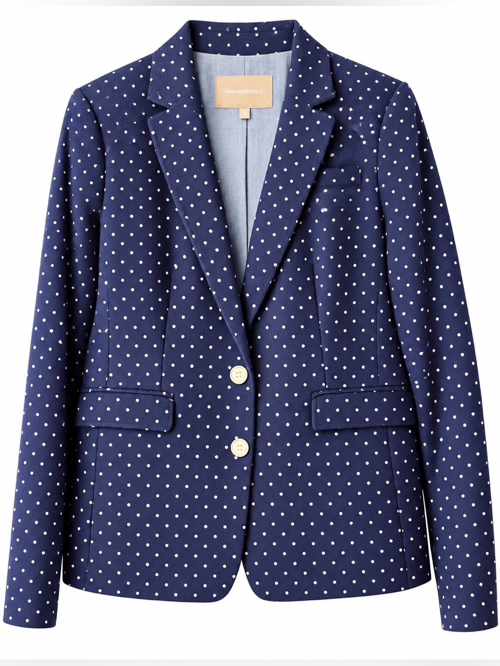 Banana Republic Navy White Polka Dot Blazer - Size 12
